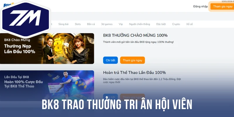 Bk8 trao thưởng tri ân hội viên