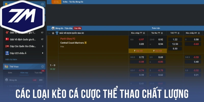 Các loại kèo cá cược thể thao chất lượng