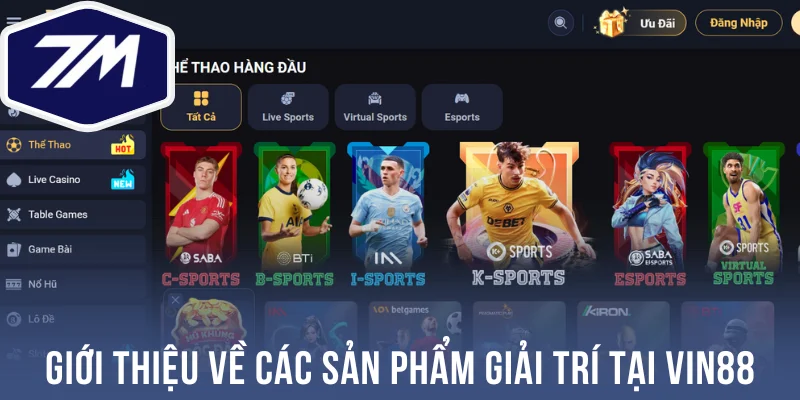 Giới thiệu về các sản phẩm giải trí tại Vin88