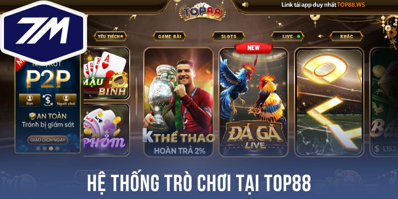Hệ thống trò chơi tại Top88
