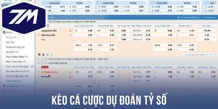 Kèo cá cược dự đoán tỷ số