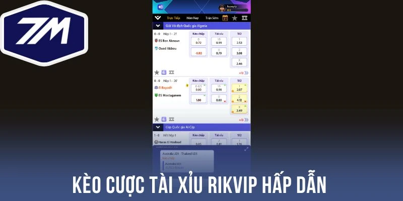 Kèo cược tài xỉu Rikvip hấp dẫn